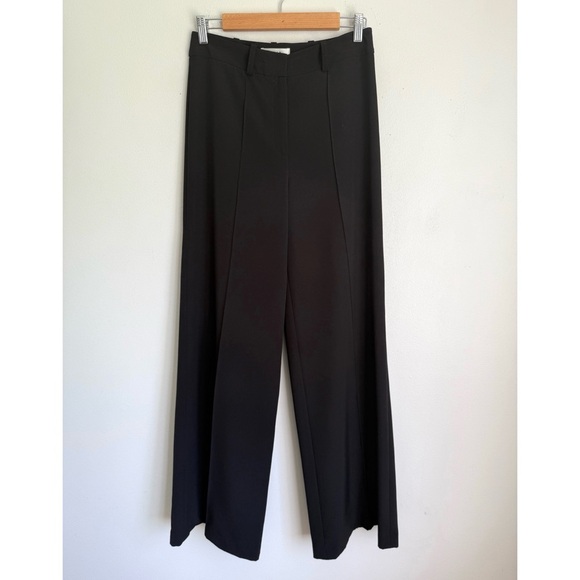 Milly • Hayden Pintuck Wide Leg Black Trouser Pants in Black - Picture 4 of 8